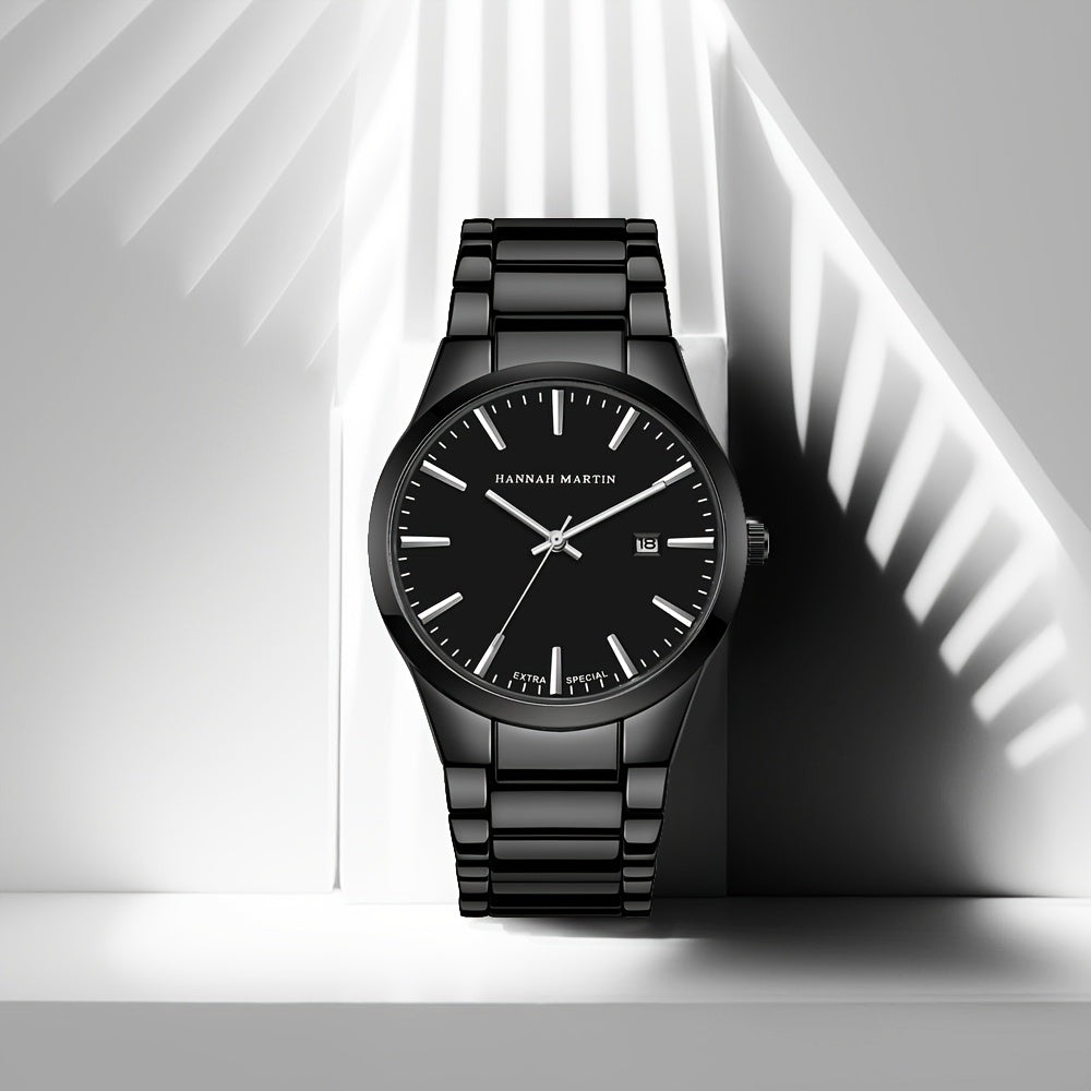 Fashion Casual Watch, Classic Simple Black Calendar Quartz Movement Stainless Steel Strap, Suitable For Daily Outdoor Leisure Business Men's Watch
