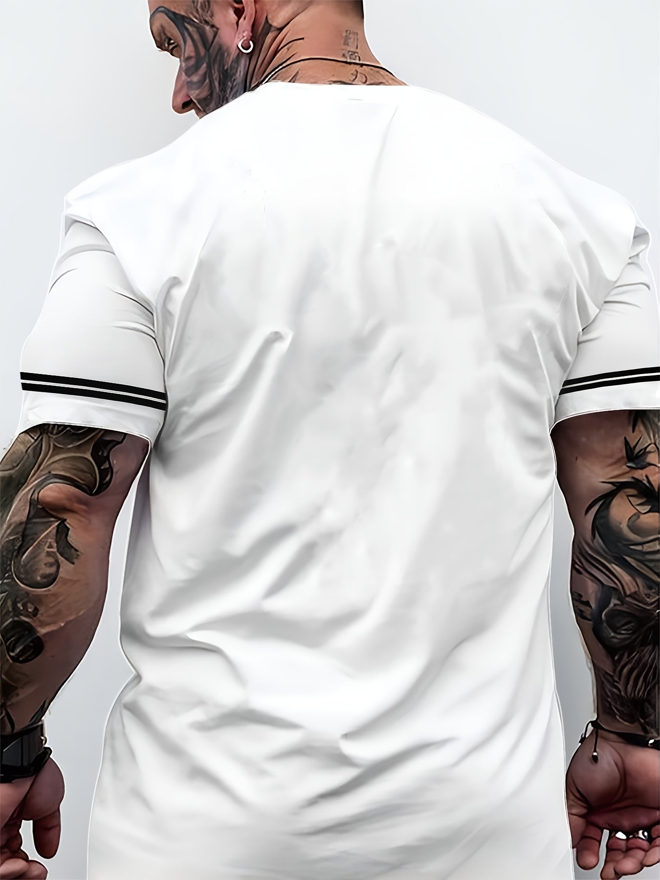 Men'S "Freedom" Graphic T-Shirt - Black Casual Crew Neck Tee with White Stripes, Breathable Polyester Blend, Regular Fit for Casual Attire, Everyday Tshirt | Bold Print Tee | Comfortable Fit, Knit