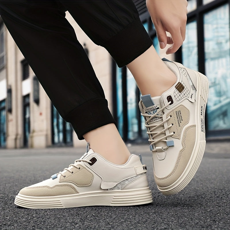 Men's Stylish Athletic Sneakers - Durable, Non-Slip, Thick Sole for Height Boost & Shock Absorption, Casual Campus Trend, Versatile Lace-Up Design