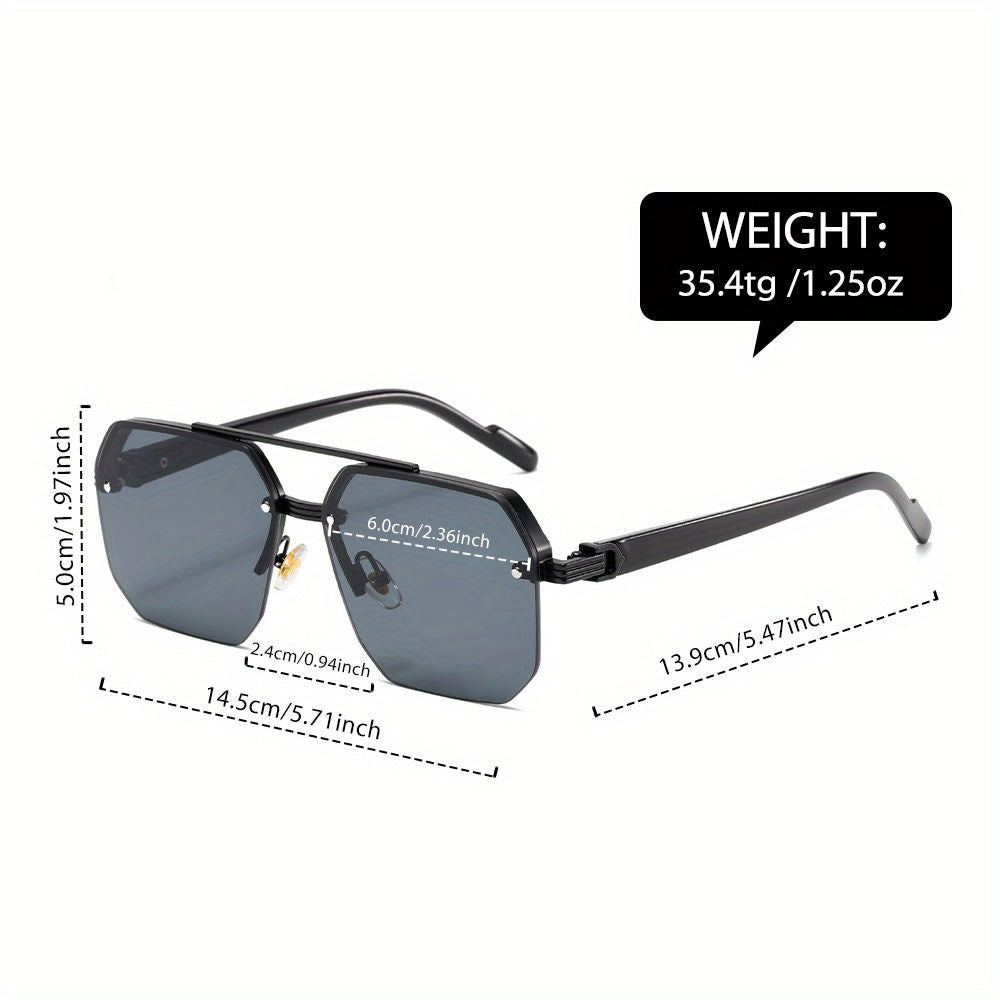 Trendy high-end dual-bar polygonal frame glasses, fashionable for street photography on Instagram