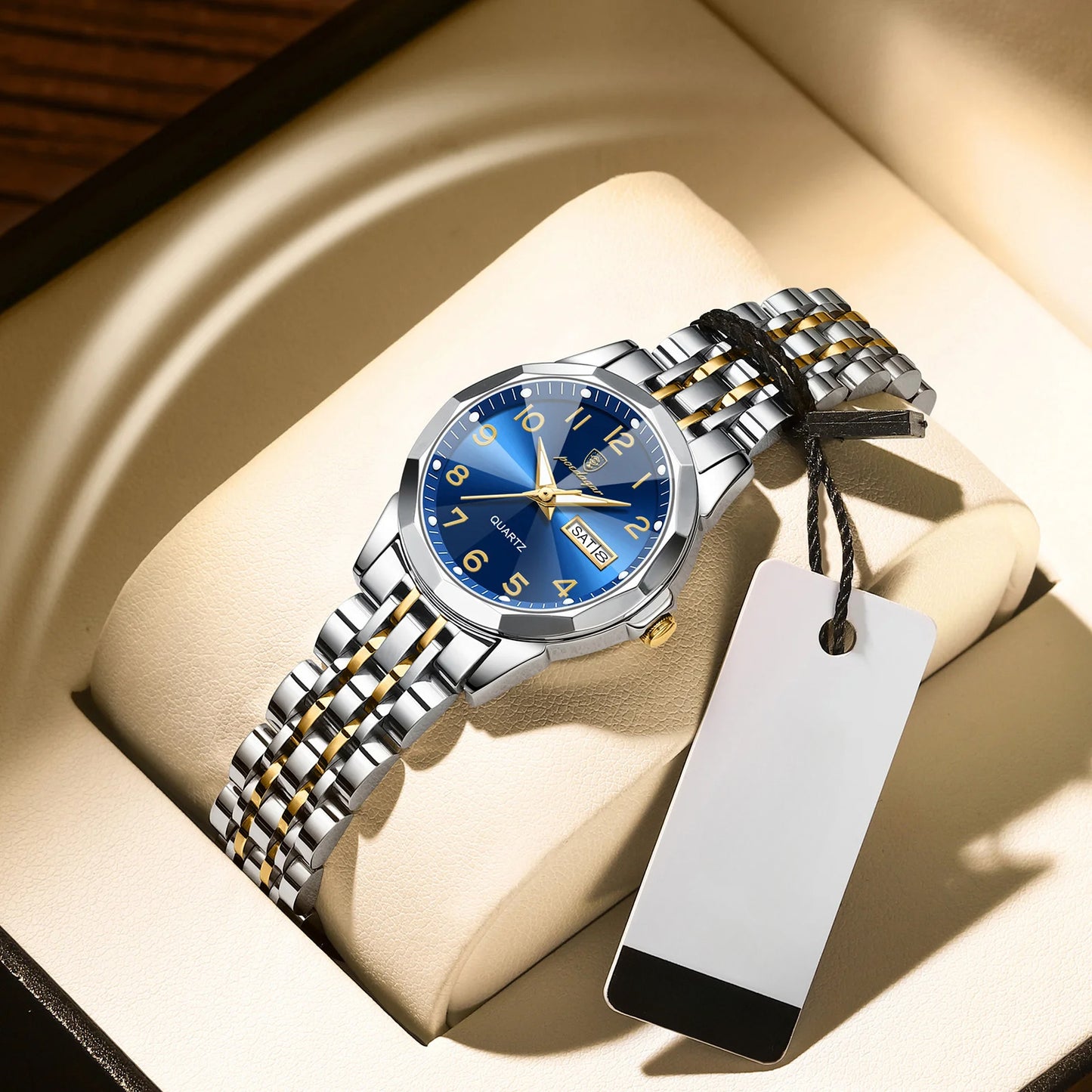 Elegant Women'S Quartz Watch with Date Display - Waterproof, Durable Zinc Alloy Case & Stainless Steel Band, Golden-Tone Dial, Ideal for Casual Attire & Gifting, Waterproof Watch | Elegant Timepiece | Quartz Movement