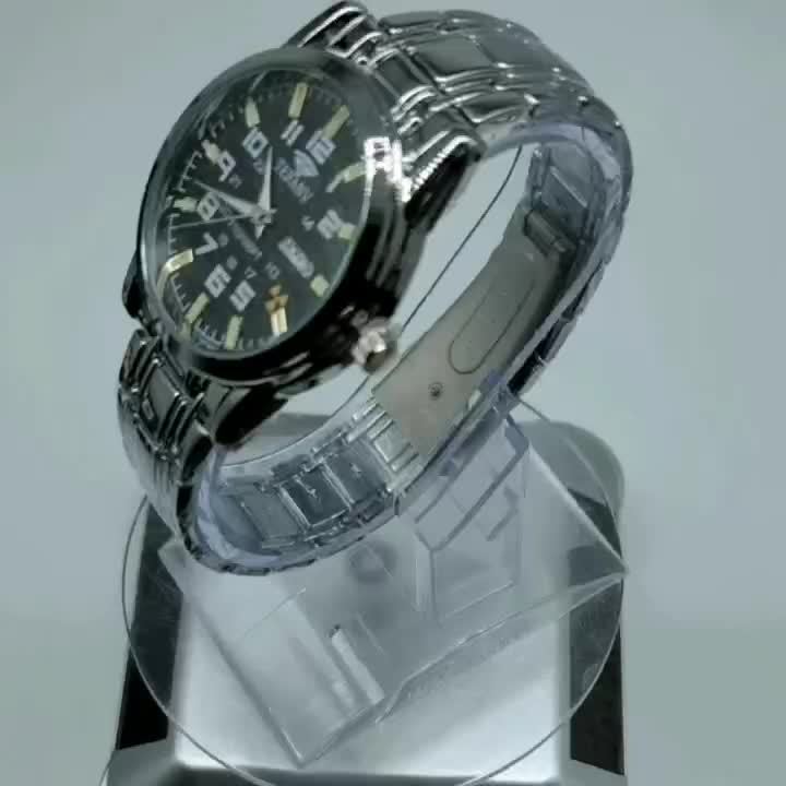 1pc New Stainless Steel with Digital Men's Watch Calendar Week Display Fashion Trend Life Travel Luminous Casual Sport Business Watch Ideal for Birthday Gifts Holiday Gifts Gifts