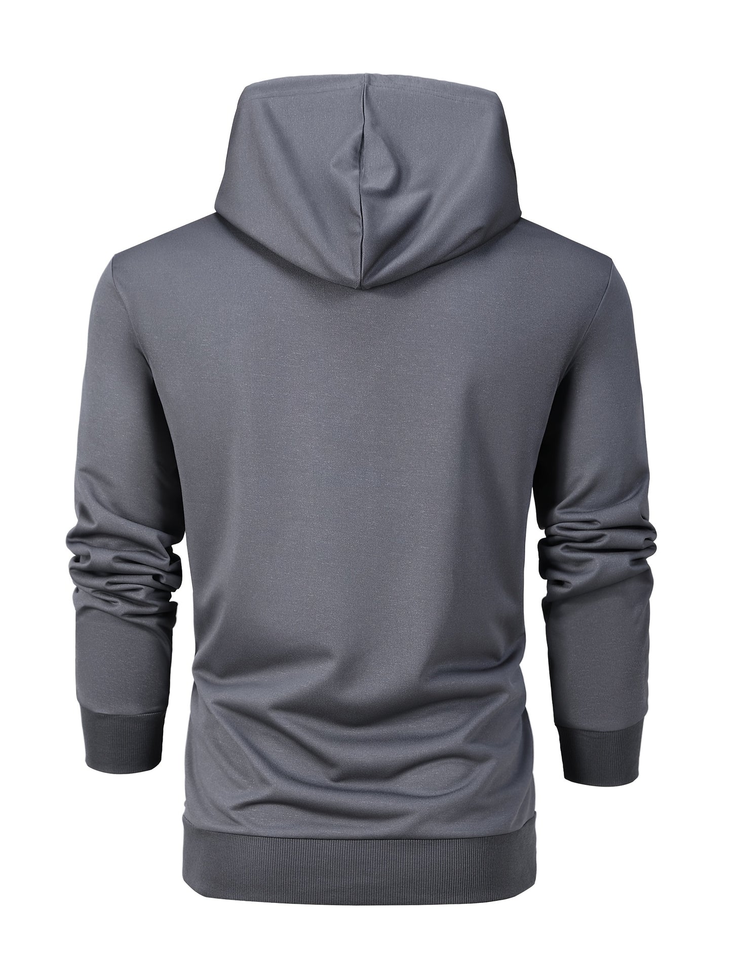 1set Men'S Casual Sports Suit, Polyester Hooded Sweatshirt and Jogger Pants Set, Solid Color, Elastic Waist, Cuffed Ankles, Knit Pullover with Pockets, Regular Fit for Outdoor Running and Jogging - Spring/Autumn Collection