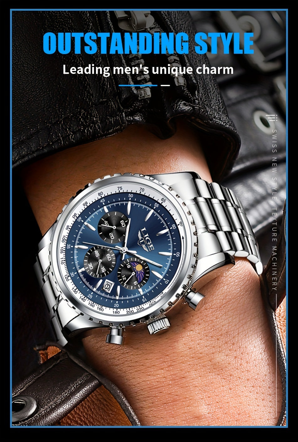 LIGE Top Brand Luxury New Quartz Watch for Women, Luminous Fashion Timepiece for Ladies, Date Chronograph Sports Wristwatch, Men'S Watch