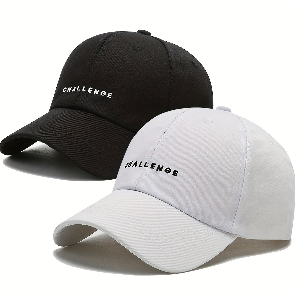 2pcs Adjustable Baseball Caps with "CHALLENGE" Embroidery - Lightweight, Breathable Polyester for Men & Women, Perfect for Outdoor Sports, Casual Wear & Holiday Gifts, Casual Headwear | Embroidered Cap | Durable Headgear