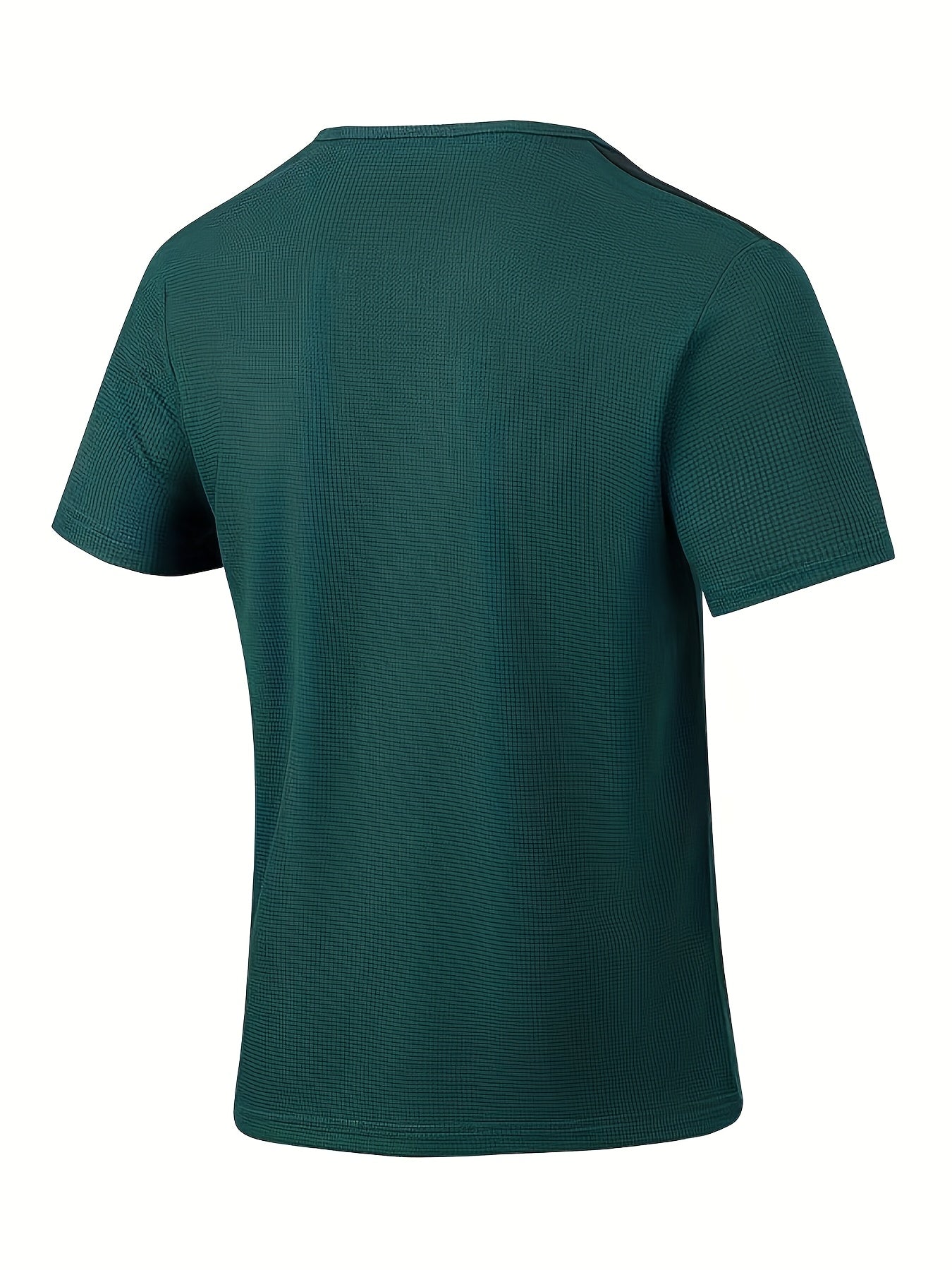 Men'S Casual Waffle Knit Short Sleeve T-Shirt with Drawstring Detail - Maroon & Black, Round Neck, Breathable Polyester Fabric for Summer Outings, Casual Weekend Wear | Round Neck Tee | Stylish Contrast Stitchin
