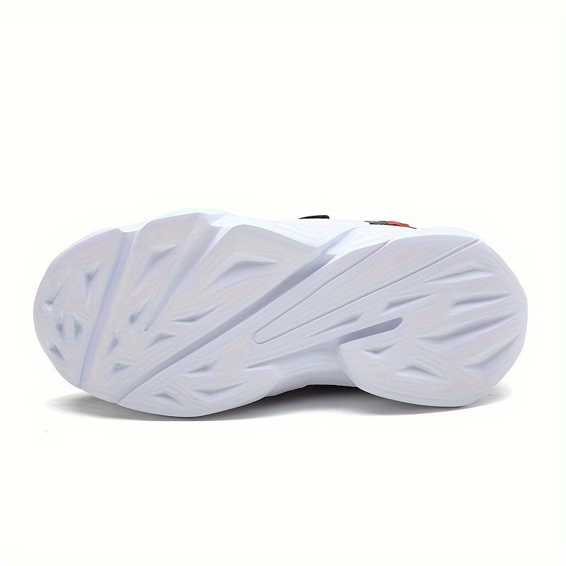 Youngsters' Lightweight Sporty Casual Sneakers with Closure, Geometric Color-Block Design, PU Upper & EVA Sole for Winter/Autumn - Breathable Fabric Lining, Grey & White, Winter Youngsters Footwear | Durable EVA Sole, Girls S