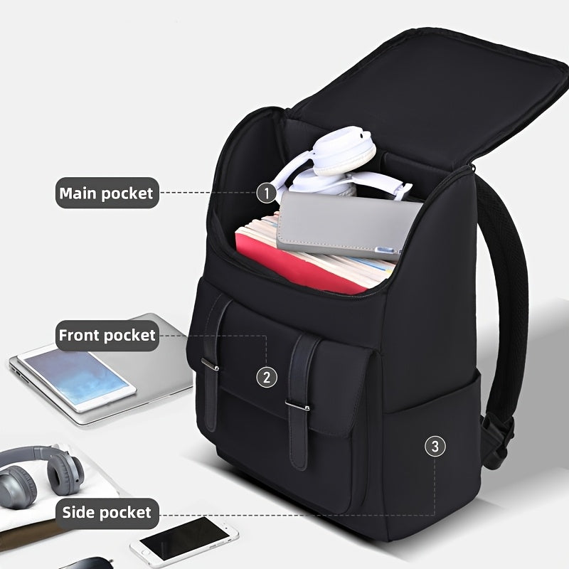Men'S Large Capacity Laptop Backpack - Soft Shell, Durable & Easy to Clean, Multi-Functional Casual Business Travel Bag with Zipper Closure, Hand Washable, Commute Essentials | Casual Style | Zippered Closure