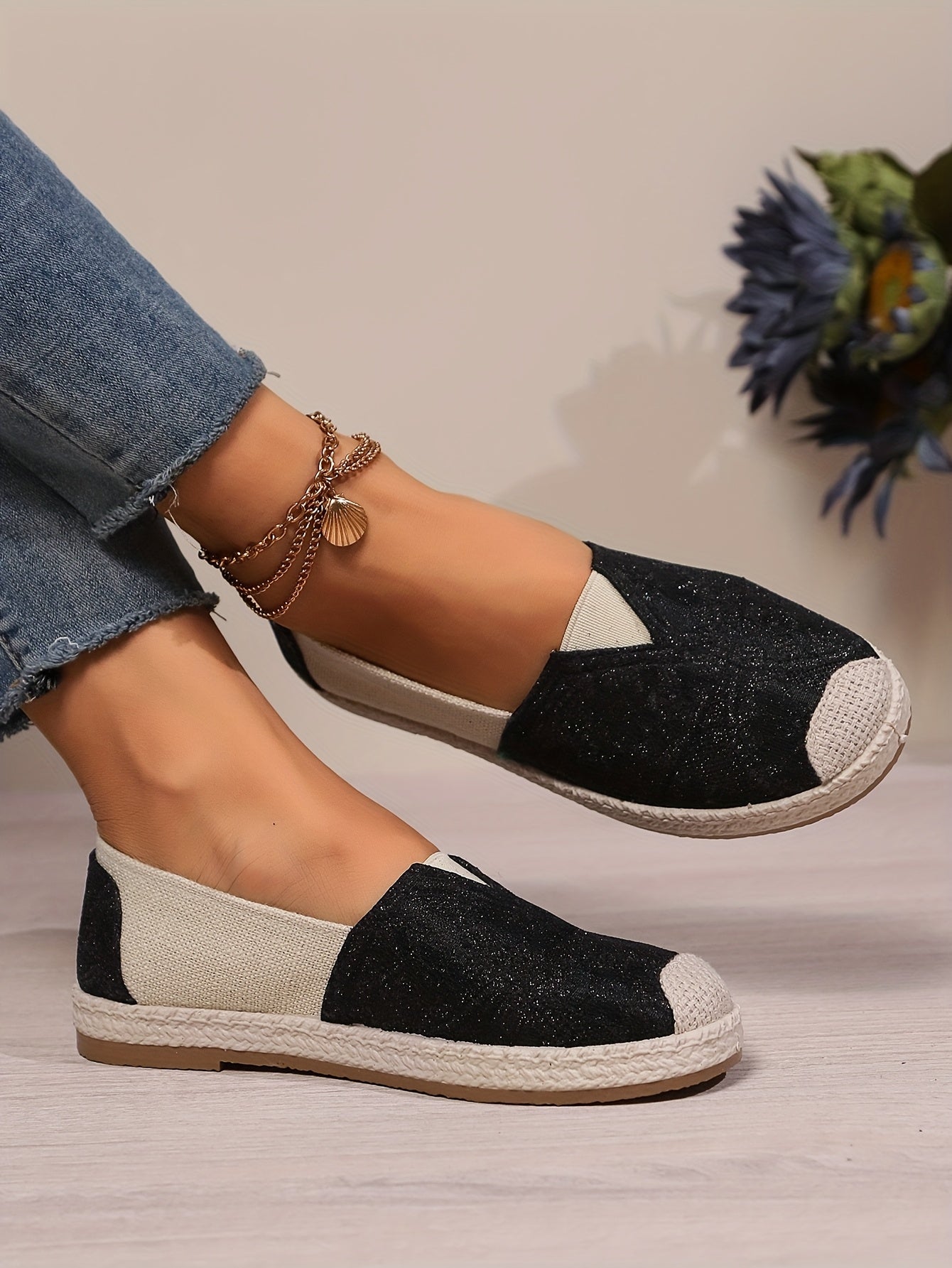 Women's Breathable Slip-On Loafers - Soft Sole Casual Walking Shoes, Lightweight & Comfortable, Beige Floral Pattern Fabric Upper, PU Cover Sole, Perfect for Casual Attire, Allseason Loafers | Slipon Comfort | Soft Sole Shoes