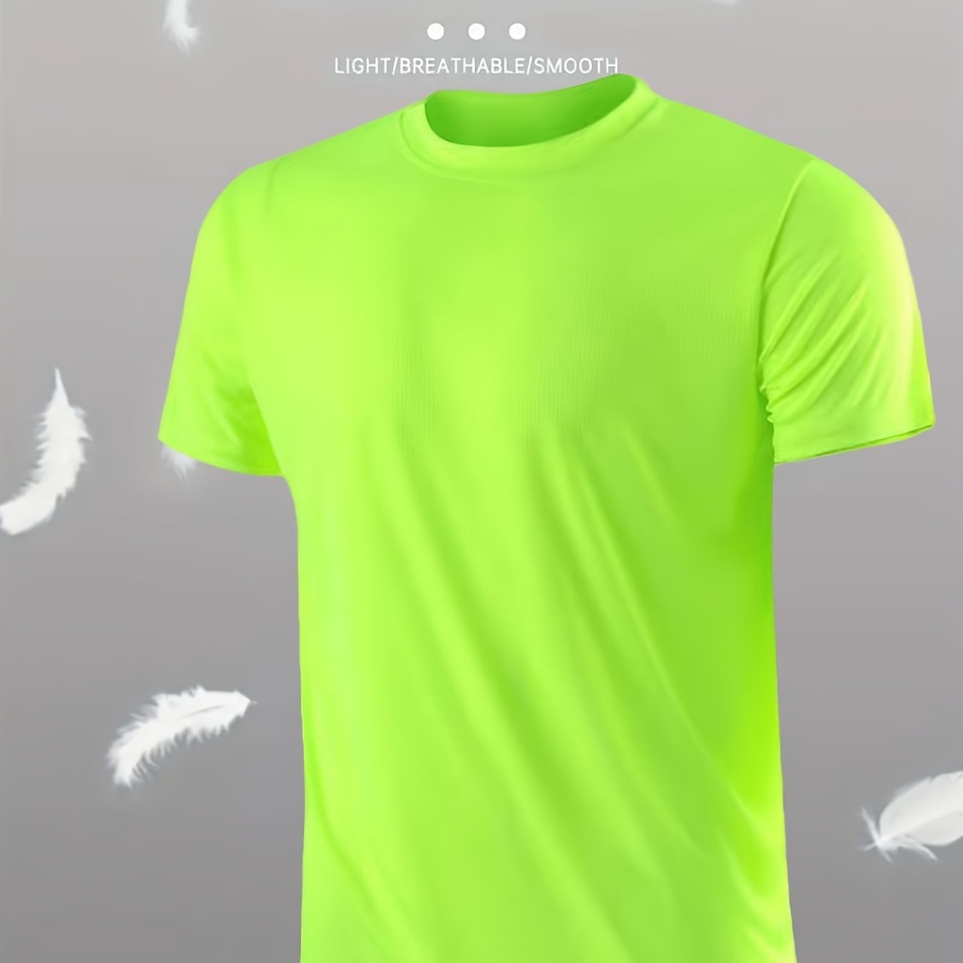 Men's Lightweight Sports T-Shirt - 100% Polyester, Moisture-Wicking, Breathable, Smooth Fabric, Round Neck, Short Sleeve, for Sports, Training, Casual, Party, Beach, Night Out - Unisex-Adult