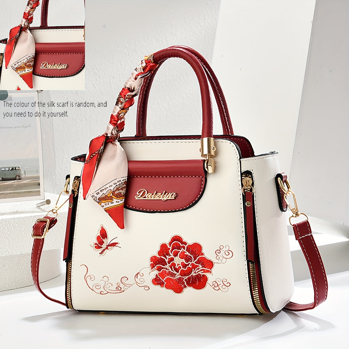 A Large Capacity Handbag for Women, Suitable for Business, Casual Outings, And Travel, Featuring a Randomly Colored Scarf, Perfect As a Mother'S Day Gift.
