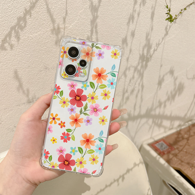 Colorful Flowers and Grasses This high-quality TPU transparent protective case for Motorola MOTO G100 G85 G84 G75 G73 G72 G60 G55 G42 G34 G9 G8 G7 G6 MOTO E32 E20 E13 all-inclusive soft protective cover MOTO EDGE 50 40 30 Sim