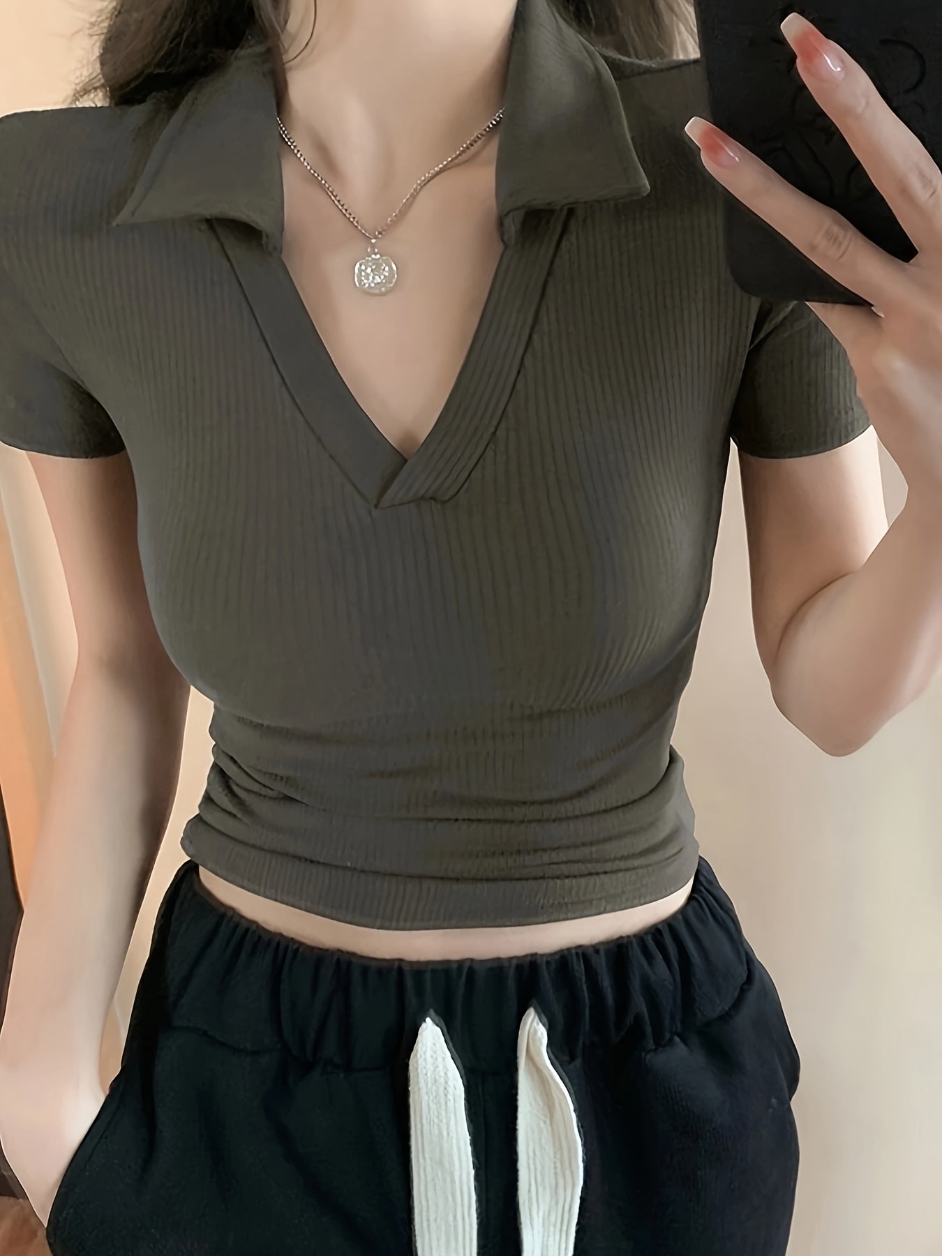 OM207 Women's Slim Fit Short Sleeve Shirt, Solid Color