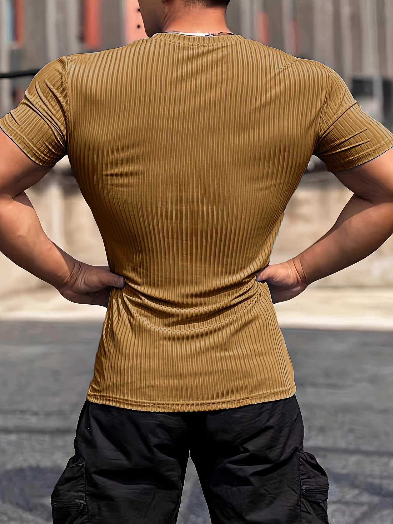 Men's Stretch Fit Short Sleeve T-Shirt - Breathable, Comfortable Polyester Blend, Solid Blue, Crew Neck, Casual & Sporty Style for Spring/Summer