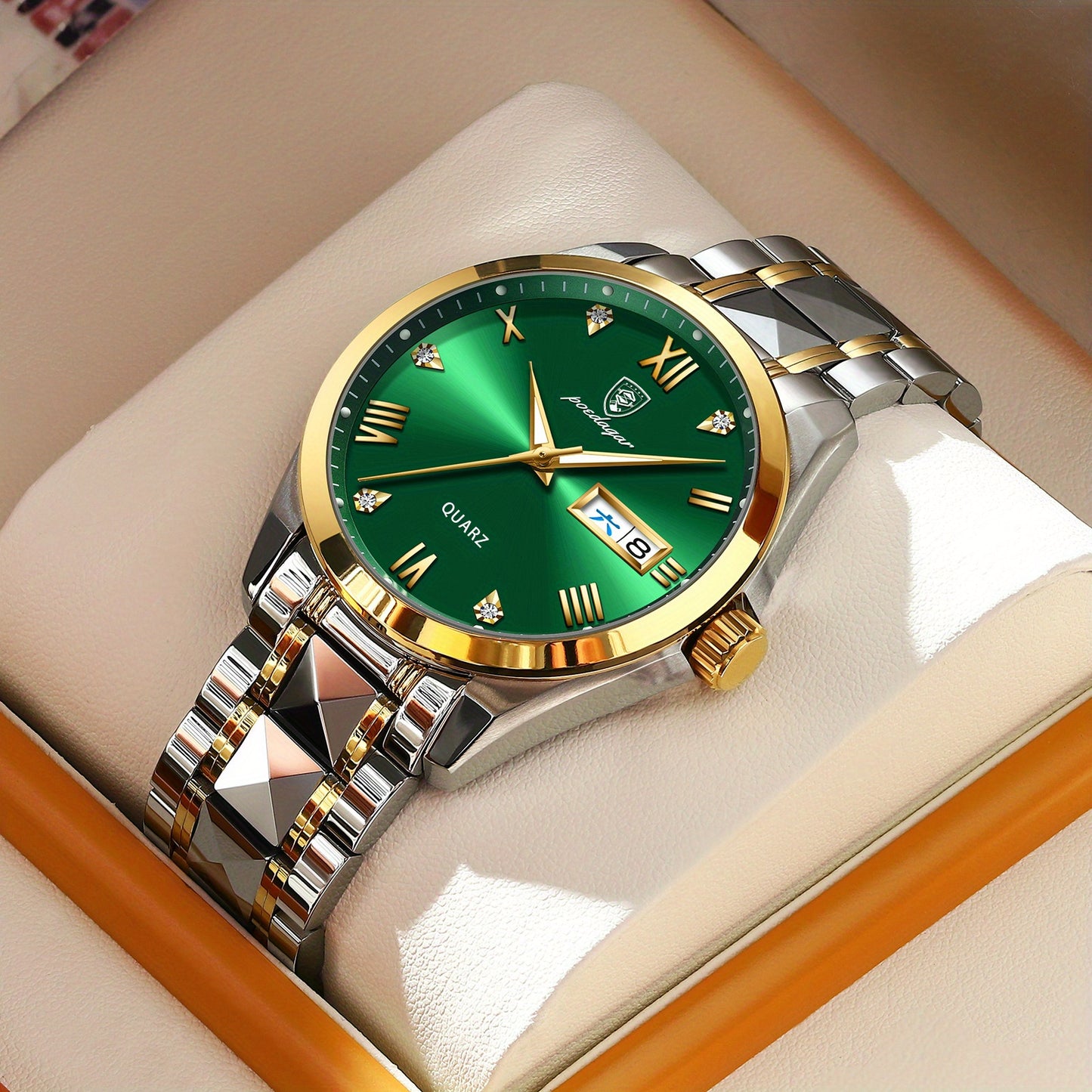 Luminous Calendar Men's Quartz Watch Business Sports Teenagers Trend Stainless Steel Student Wristwatches, Ideal choice for Gifts Christmas Gift Valentine's Day
