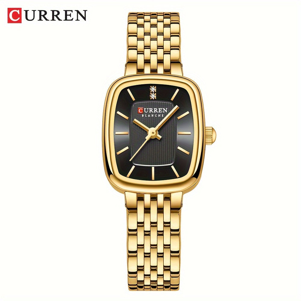 CURREN Women's Watch Original Brand Stainless Steel Strap New Square Subdial Fashionable Casual Business Quartz Analog