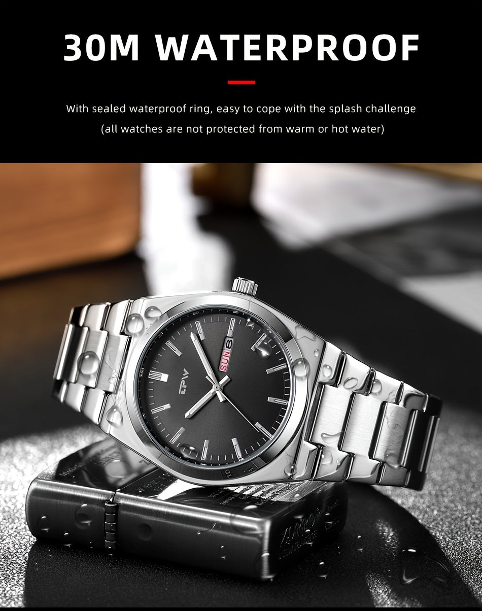 TPW Brand Men's Fashion Luminous Calendar Week Multifunctional Quartz Watch Men's Gifts