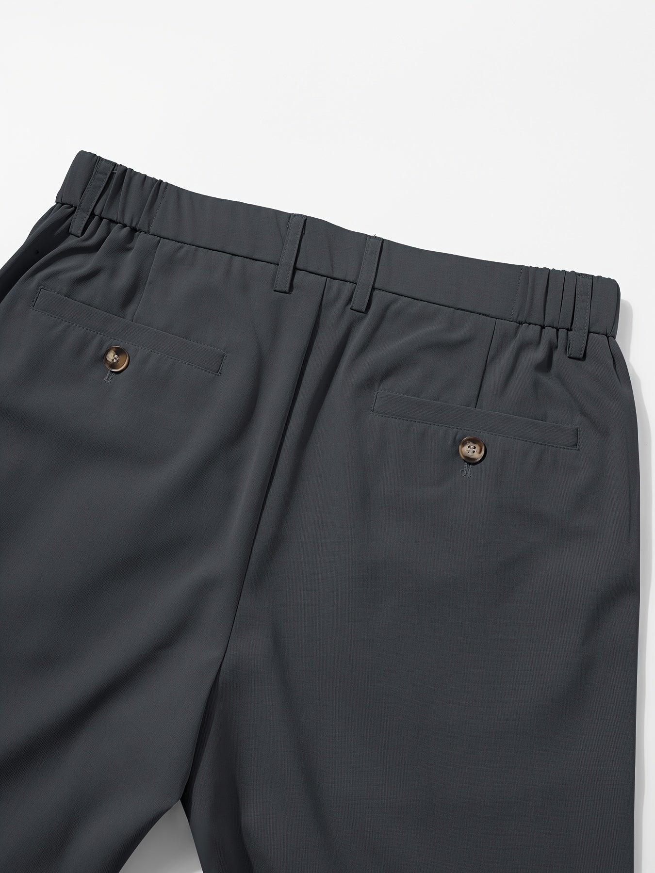 Men's Sleek Solid Color Dress Pants - Polyester, Mid-Rise with Pockets, Ideal for Office & Casual Wear in Spring/Summer, Non-Stretch Fabric