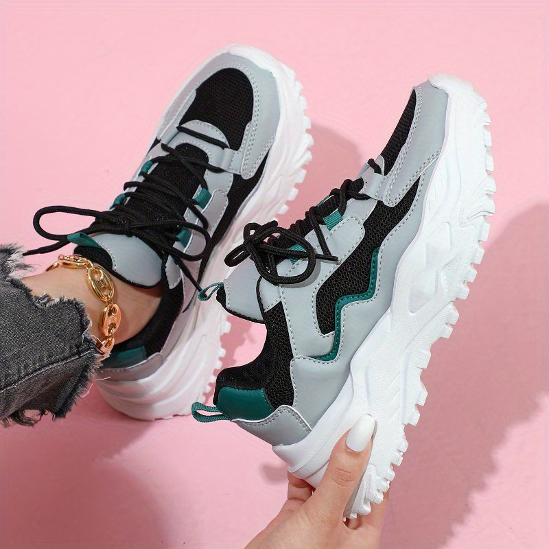 Women's Fashion Casual Sneakers, Trendy Versatile College Style, Low-Top Round-Toe Lace-Up, Breathable EVA Sole, Fabric Lining, All-Season Outdoor, Dating, Tennis, Beach, Work Shoes