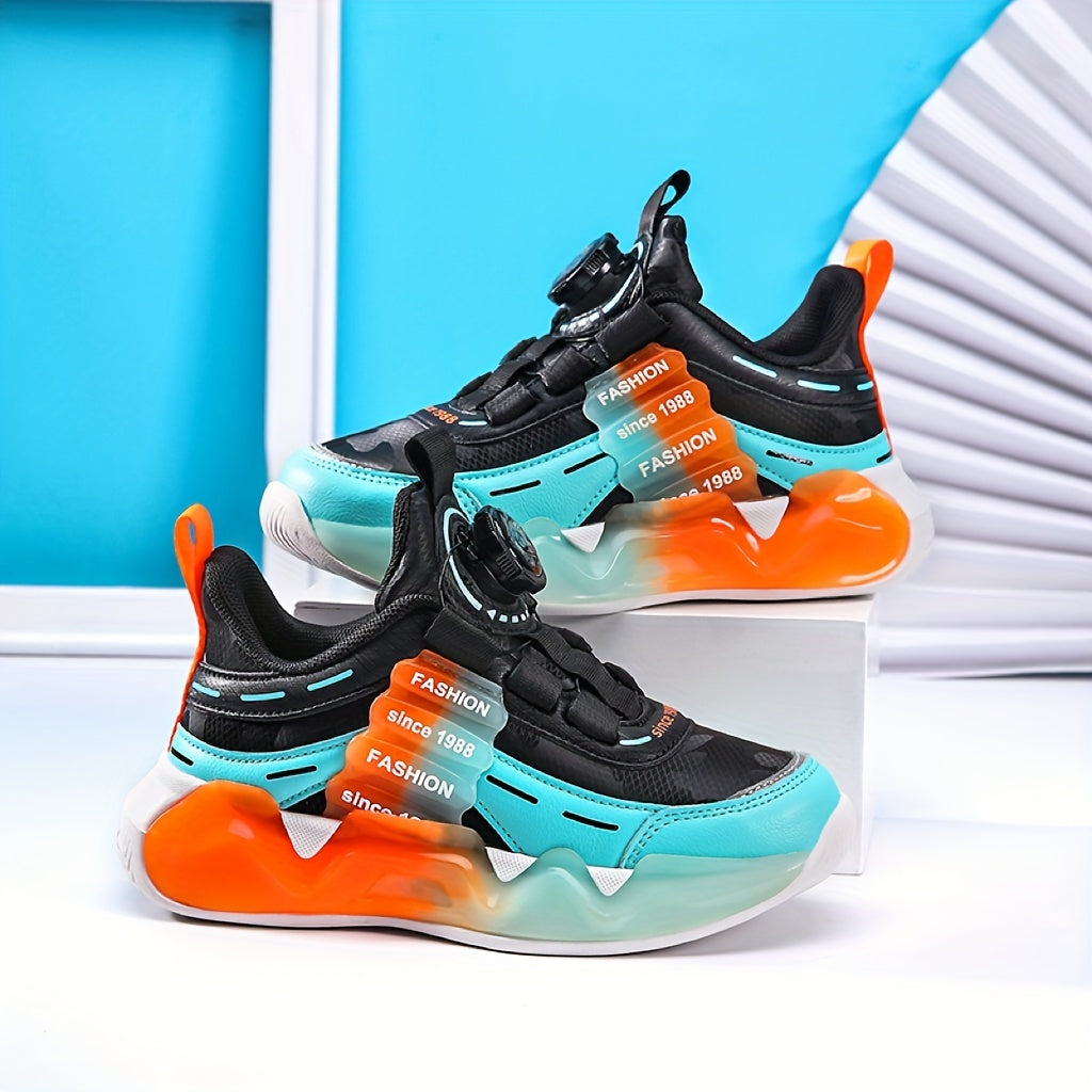 Boys' Ultra-Light Running Shoes with Rotating Buckle - Breathable, Non-Slip Sole for Outdoor Activities, Fall/Winter Collection