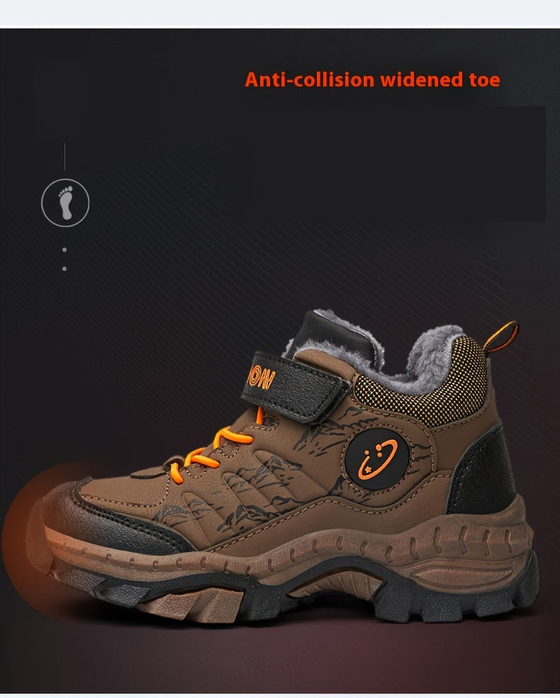 Teen Comfort Plush Lined Hiking Shoes are warm, durable, and comfortable for boys and girls, perfect for fall/winter outdoor adventures, warm and comfortable
