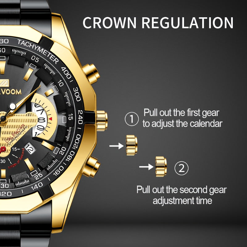 Men's Casual Sports Calendar Quartz Watch, Business Fashion Wristwatch
