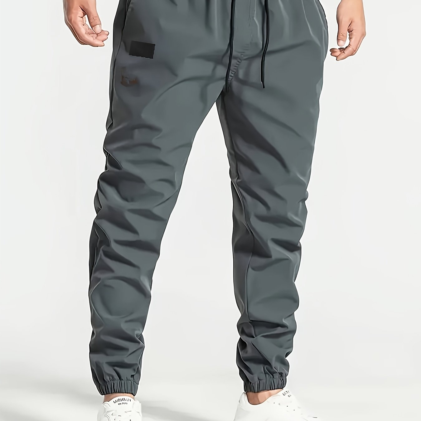 Men's Beige Cargo Pants with Multiple Pockets - Machine Washable, Comfortable Loose Fit, Ideal for Outdoor Activities, Durable Polyester Fabric