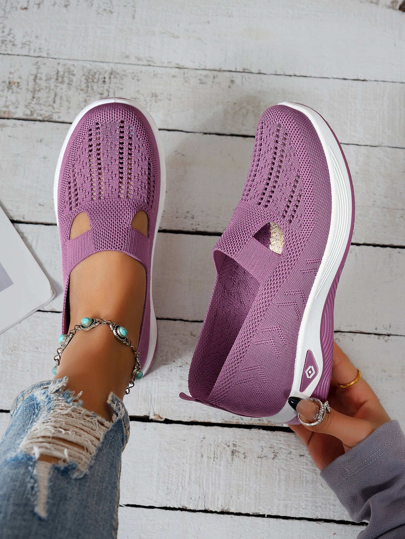 MZMQS Women's Breathable Mesh Slip-On Sneakers - Lightweight & Comfortable Walking Shoes with Rubber Sole and Fabric Insole - Versatile All-Season Footwear in Multiple Colors - Hand Washable, MZMQS