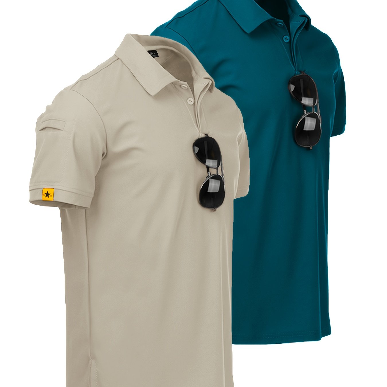 2pcs Men's Casual Shirts - Breathable, Stretch Fabric with Button Detail, Summer Wear, Men's Shirts