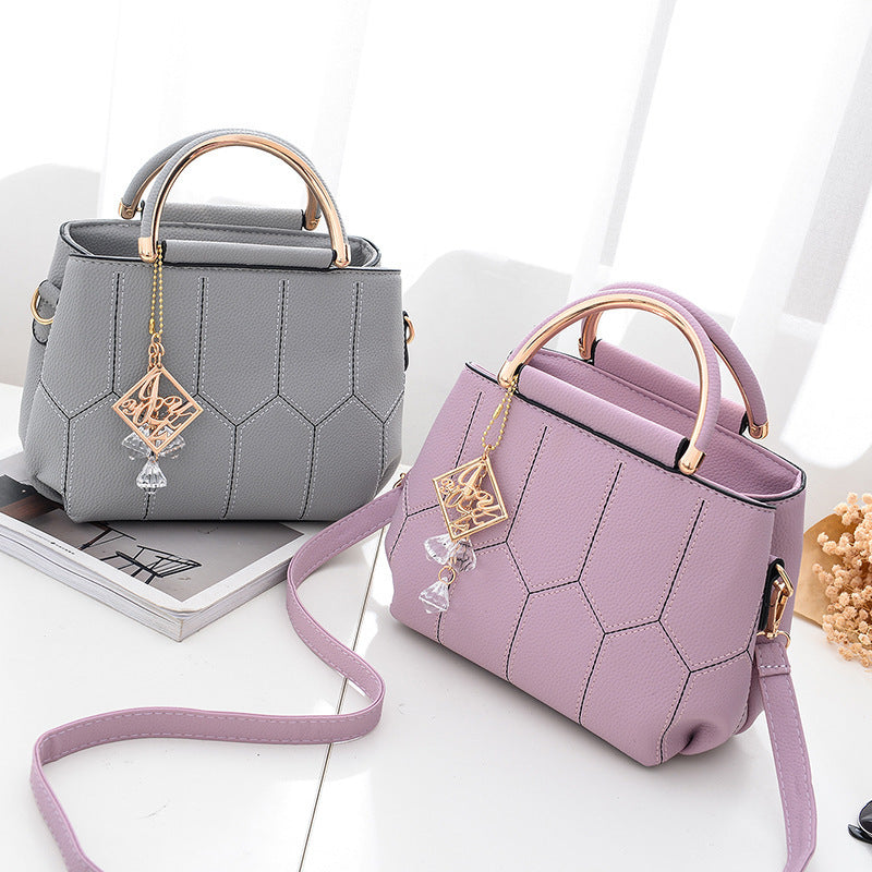 2025 New Women's Geometric Hexagon Pattern Crossbody Bag with Adjustable Strap & Golden-Tone Hardware - Zipper Closure, Polyester Lining, Multiple Colors (Khaki/Dark Gray/White/Pink/Red/Black) - Versatile for Casual & Formal