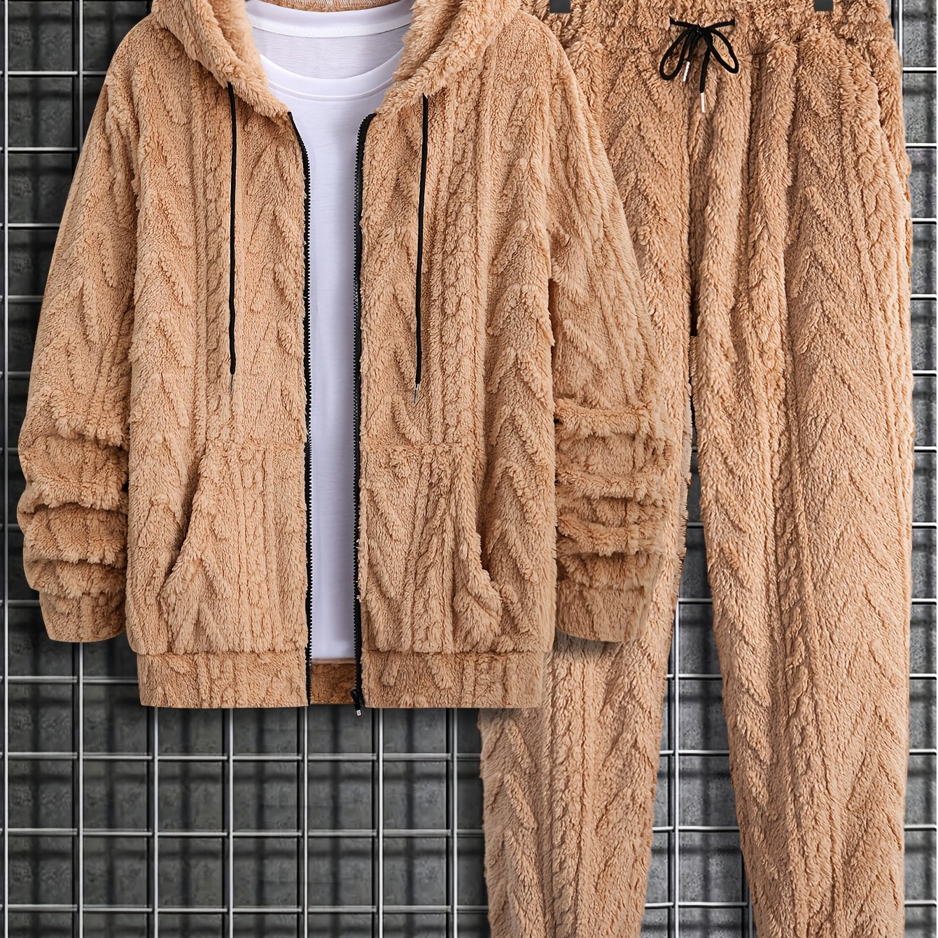 Men's Autumn and Winter Plush Sweatshirt Set