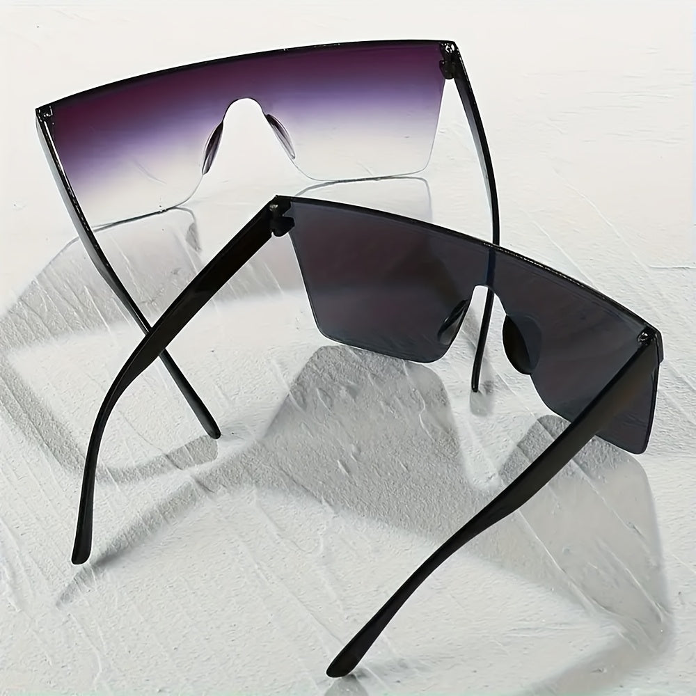 2 Pairs of Summer Fashion Glasses, Personalized One-Piece Fashionable Men'S And Women'S Same Couple Glasses, Large Frame Flat-Top Trendy Glasses Combination, Suitable for Street Photography, Daily Commuting Decorative Glasses