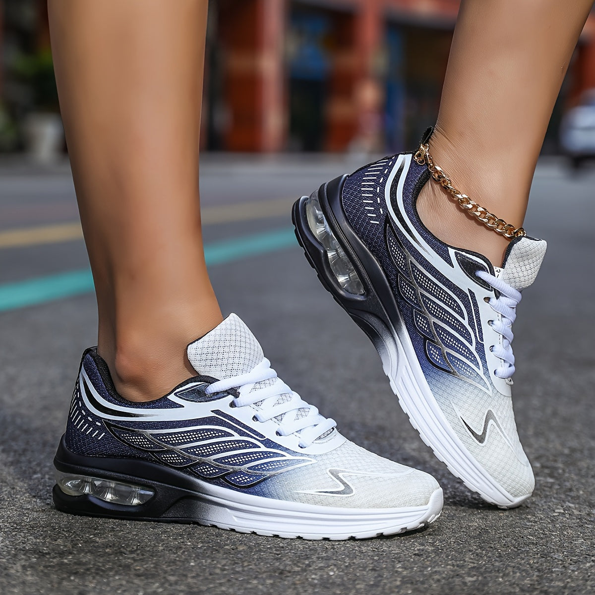Women'S Casual Running Shoes, Lightweight EVA Upper & Inner, Fabric Insole, Faux Sole, Lace-Up Low Top, All-Season Solid Color, Flame Air Cushion Design, New Style 720