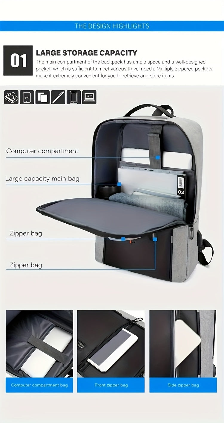 INNBagOther Stylish Unisex Business Backpack - Large Capacity, Multi-Compartment, Adjustable Straps, Durable for Travel, Commuting & Outdoor Adventures, Blac