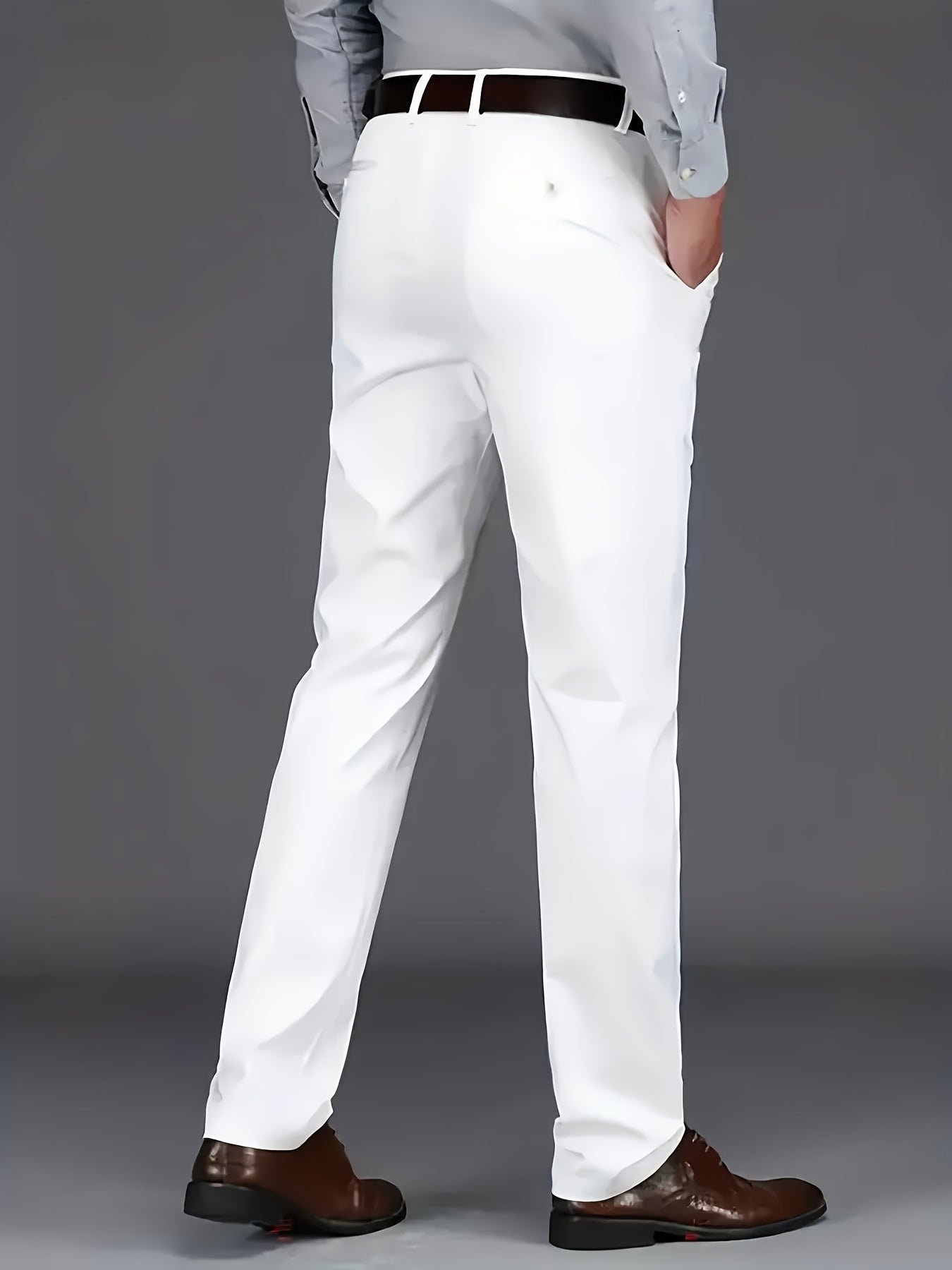 Men'S New Style Solid Color Suit Pants for All Seasons, Fashionable Business Stretch Straight-Leg Formal Trousers, Slim-Fit Casual Pants.