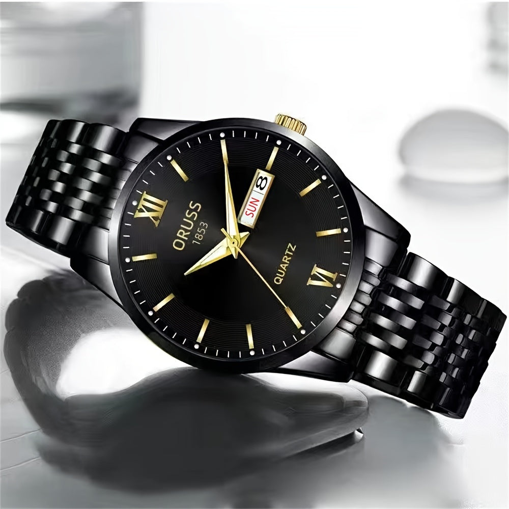 Men's watch calendar high-grade handsome fashion new trend steel watch jazz gentleman all Men's watch