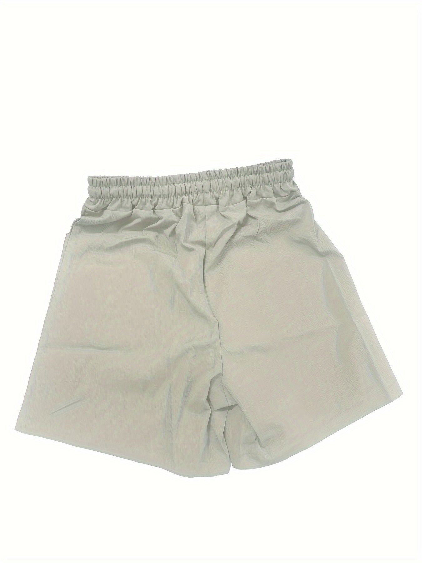 Women's Beige Cargo Shorts - Casual & Stylish, Solid Color with Drawstring Waist and Pockets, Polyester Blend, Machine Washable, All-Season Comfort
