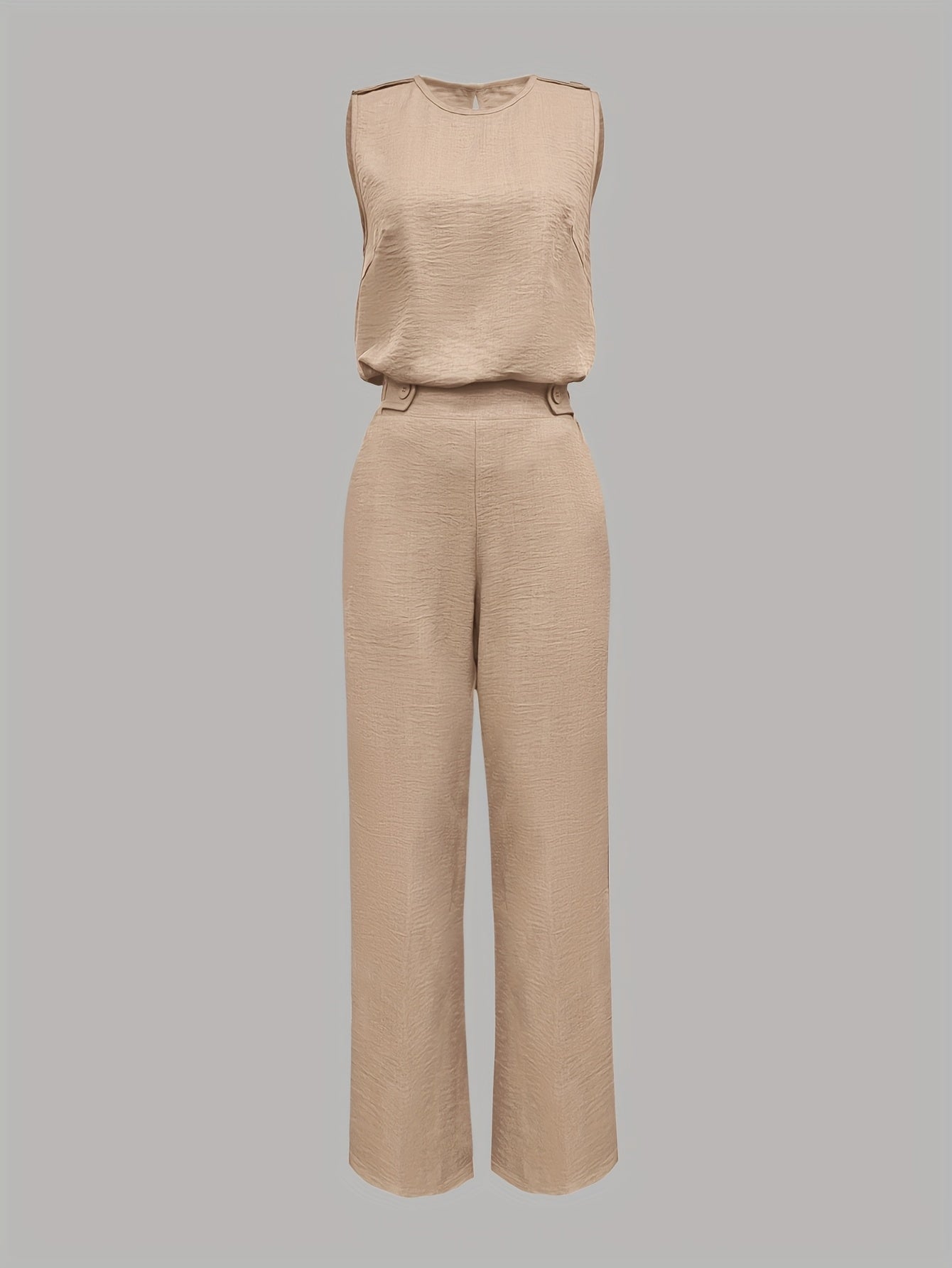 Women'S Fashion Casual Elegant Sleeveless Vest and Wide-leg Pants Set with Button Details and Slant Pockets