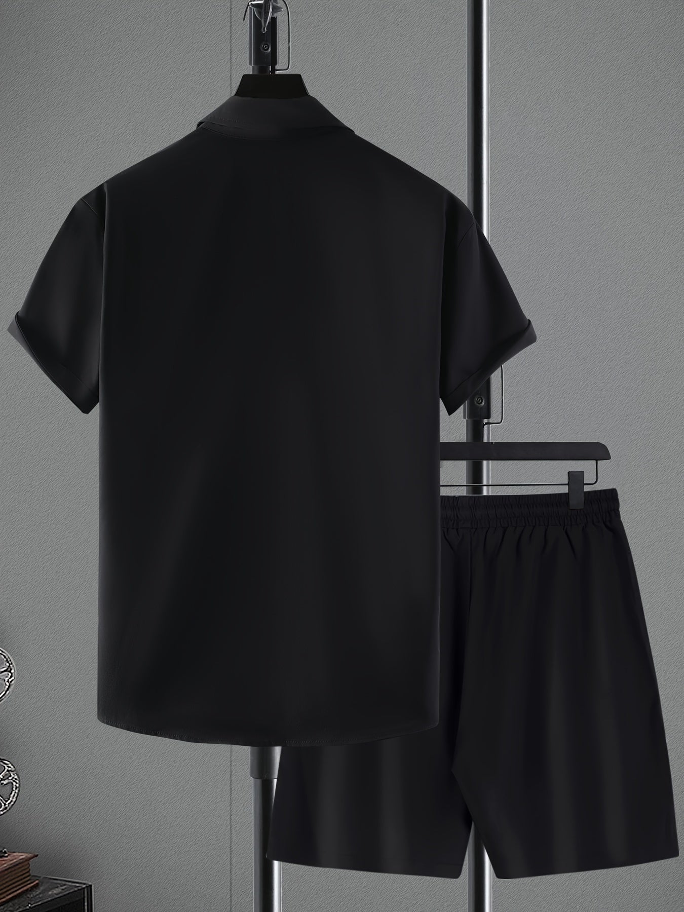 Men's Casual Short Sleeve Collar Shorts Printed Fashion Suit