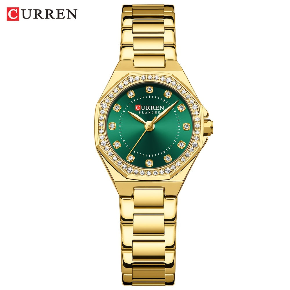 CURREN Women's Elegant Fashion Luxury Rhinestone-Adorned Small Dial Watch - Stainless Steel Band, Zinc Alloy Case,, Analog Display - Ideal for Business & Social Events, Perfect Gift, CURREN