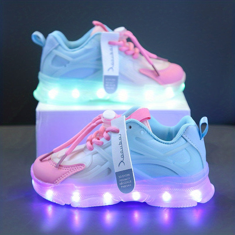 Rechargeable Glow-in-the-Dark Shoes for Kids - Colorful Neon Sneakers with Light-Up Design, Lightweight & Durable for Street Dance, Nighttime Play, and Casual Wear, Shoes for Girls, Street Dance Footwear, Vibrant Neon Accents