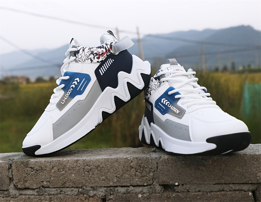 Men'S Stylish High-Top Sneakers with "WOD" Logo - Comfortable, Non-Slip Lace-Up Athletic Shoes for Outdoor Activities, All-Season Wear, Casual Sports Style, Rubber Sole, Fabric Upper, Casual Athletic Shoes | Stylish High Top