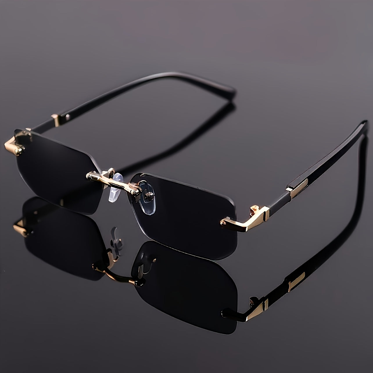 1pc Men'S Square Frame Fashion Glasses - Black PC Lenses with Mirror Finish, Lightweight Plastic Frame for Casual & Hip-Hop Style, Everyday Decorative Eyewear, Hip Hop Accessories, Stylish Accessory, Modern Aesthetic