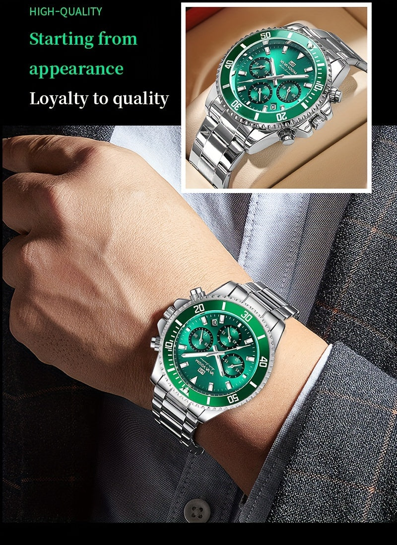 VA VA VOOM Men's Sport Watch with 3D Large Dial, Stainless Steel Band, 24Hr Chronograph, Dual Time, Calendar, Stopwatch & High Quality - Quartz Movement for Gym, Outdoor, Business Casual - Ideal Gift, Outdoor Timing Tool, Sle