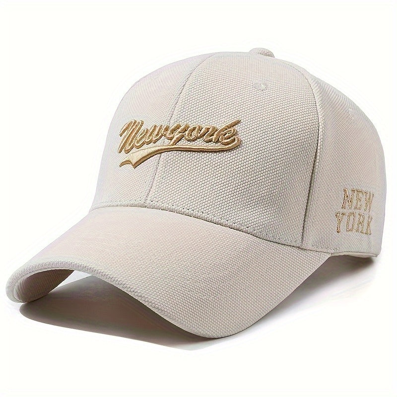 1pc New York Embroidered Baseball Cap - Oversized, Deep-Brimmed, Lightweight Fabric, Adjustable Buckle Closure, Casual Wear, Hand Wash Only, Casual Headwear | Embroidered Logo Cap | Lightweight Cap