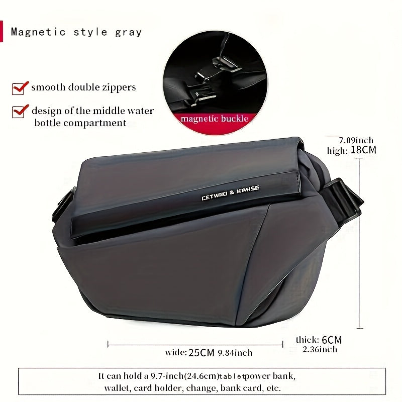 Men'S Sleek Black Crossbody Bag - Durable Oxford Material, Zippered Chest Bag with Adjustable Strap, Ideal for Commuting & Cycling, Trendy Shoulder Bag for Men, Cycling Bag|Trendy Shoulder Bag|Functional Design, Small Crossbo