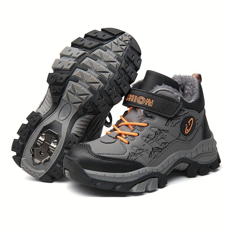 Teen Comfort Plush Lined Hiking Shoes are warm, durable, and comfortable for boys and girls, perfect for fall/winter outdoor adventures, warm and comfortable