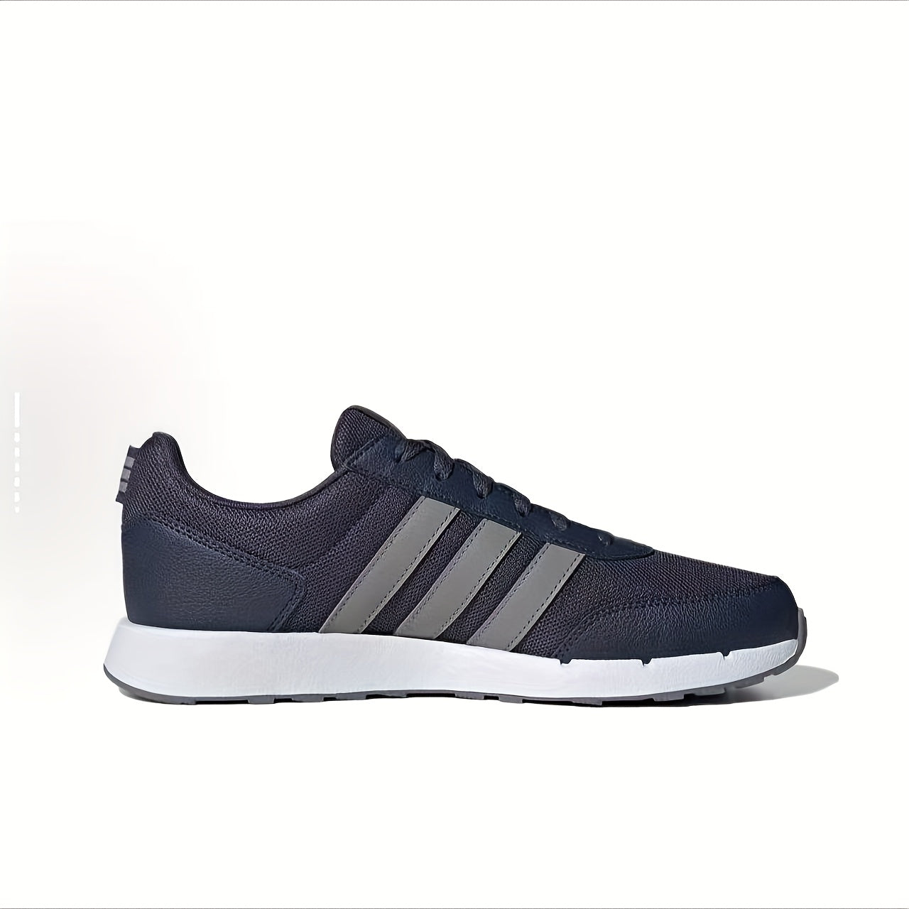 Adidas neo Run 50S Low-Top Casual Sneakers - Breathable Fabric Upper, Cushioned Comfort, All-Season Wear, Navy Blue & White Striped Design, Unisex for Men & Women, Comfortable Walking Shoes, Stylish Striped Sneakers, Fabric I