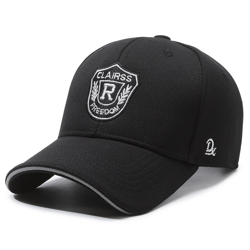 1pc CLAIRS RFreedom Embroidered Baseball Cap - Black Sporty Outdoor Sun Hat with Golden Shield & Wings Design, Polyester, Adjustable Fit for Men, Outdoor Sports Cap | Sporty Baseball Cap | Durable Headgear