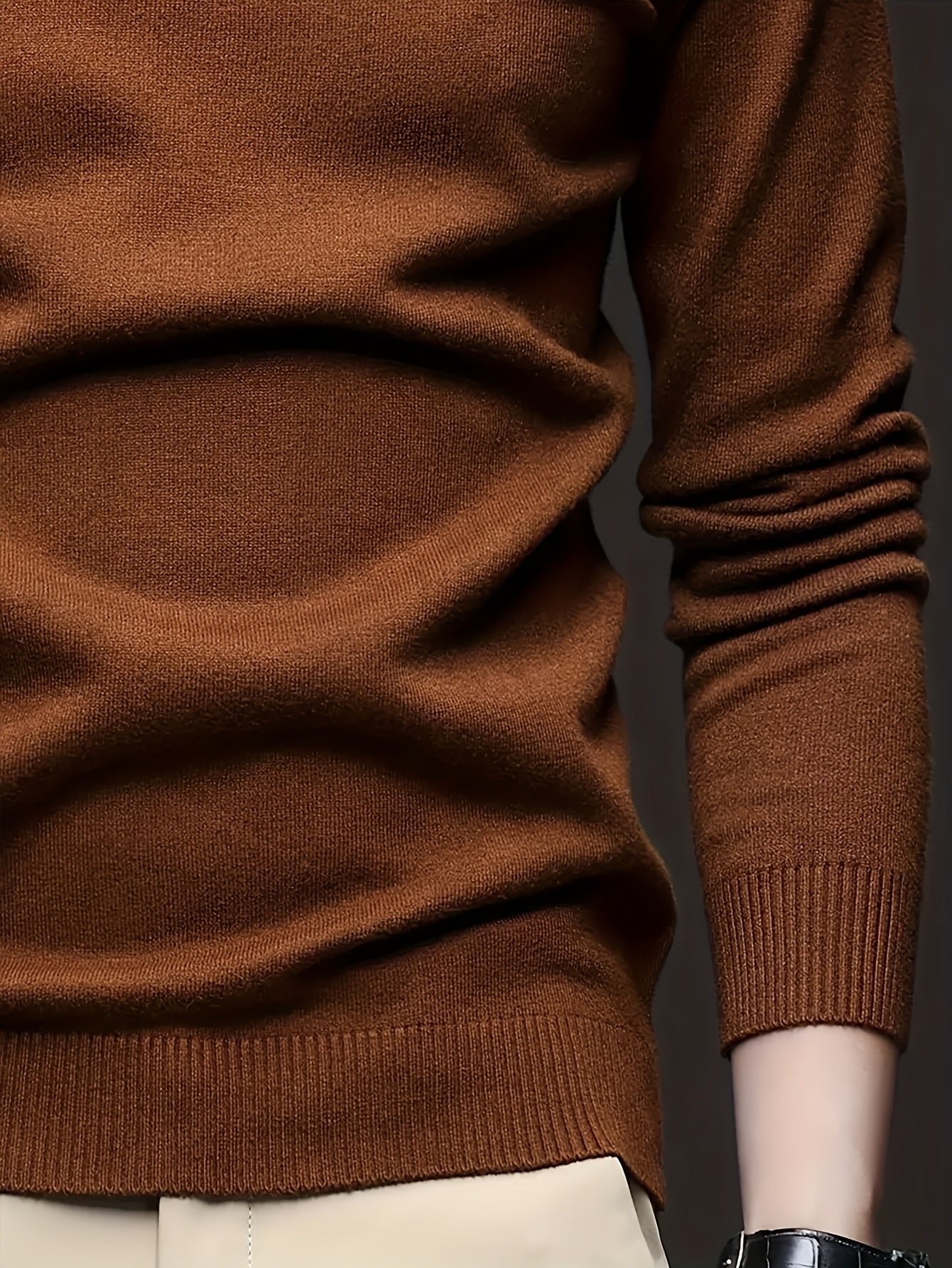 Men's Sleek Light Blue Turtleneck Sweater - Casual Knit Pullover with Ribbed Cuffs, Long Sleeves for Fall/Winter, Soft Viscose Blend